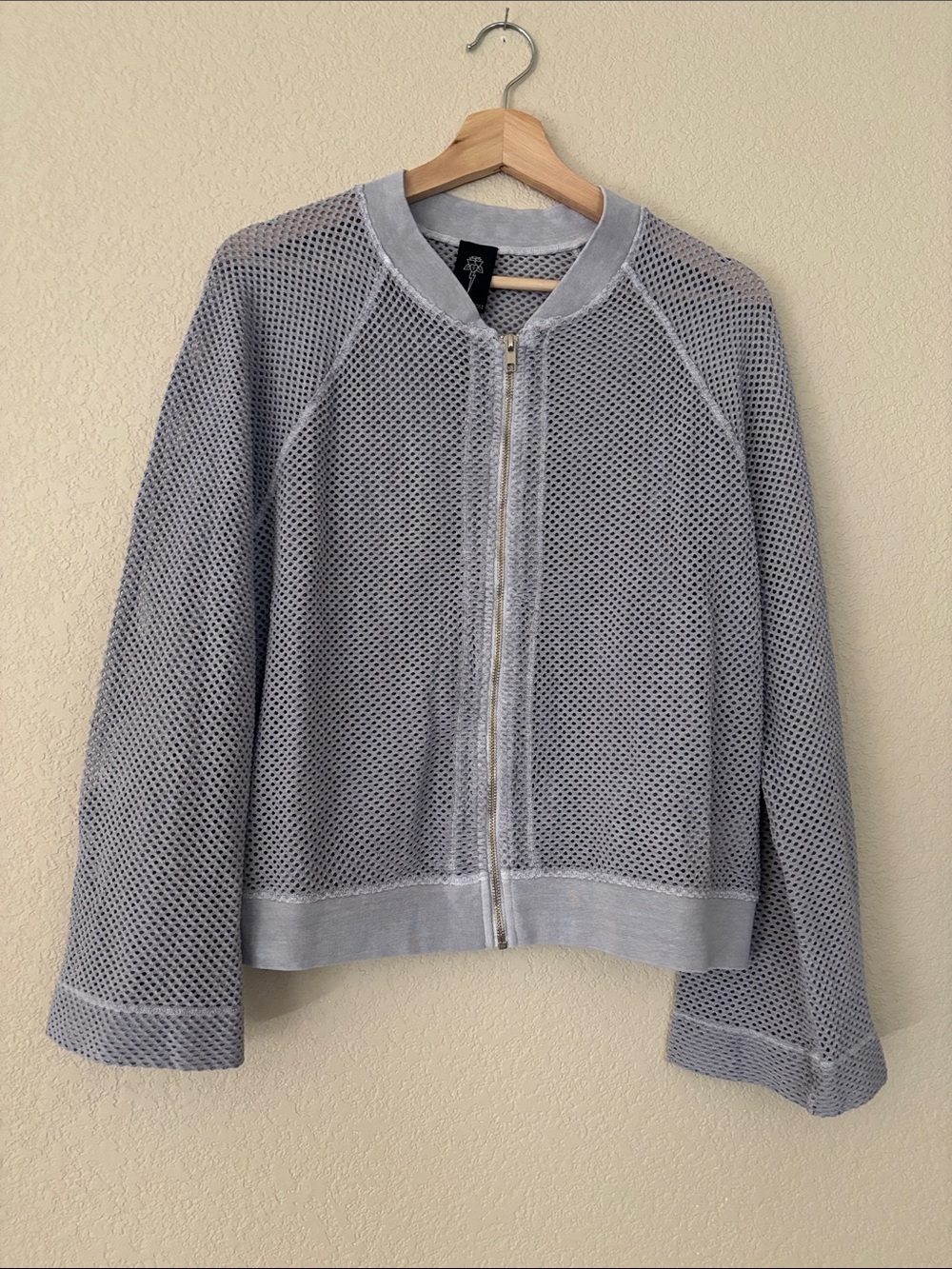Electric & Rose Gray Mesh Bomber Jacket